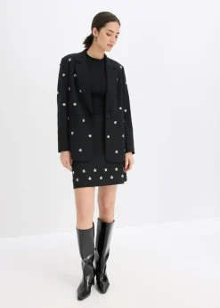 bonprix bonprix Minifalda de algodón Negro Hot