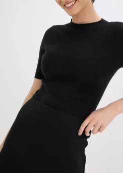bonprix bonprix Minifalda de algodón Negro Hot