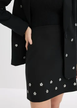 bonprix bonprix Minifalda de algodón Negro Hot
