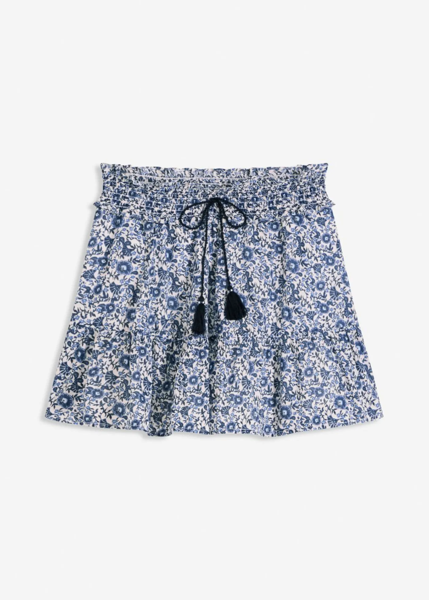 bonprix bonprix Minifalda de algodón ligero con diseño bohemio Azul de flores Clearance