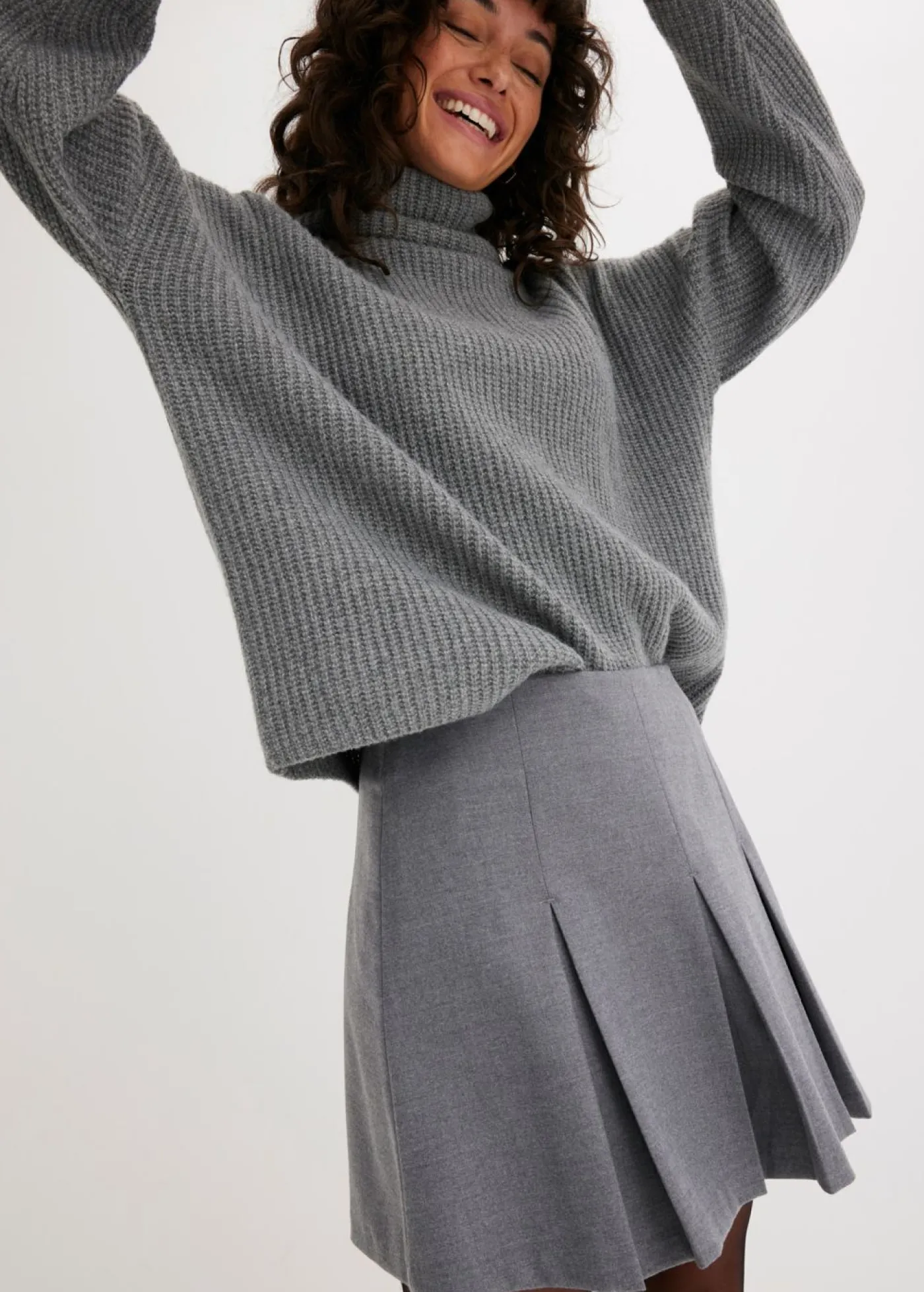 bonprix bonprix Minifalda de mezcla de viscosa Gris jaspeado Hot