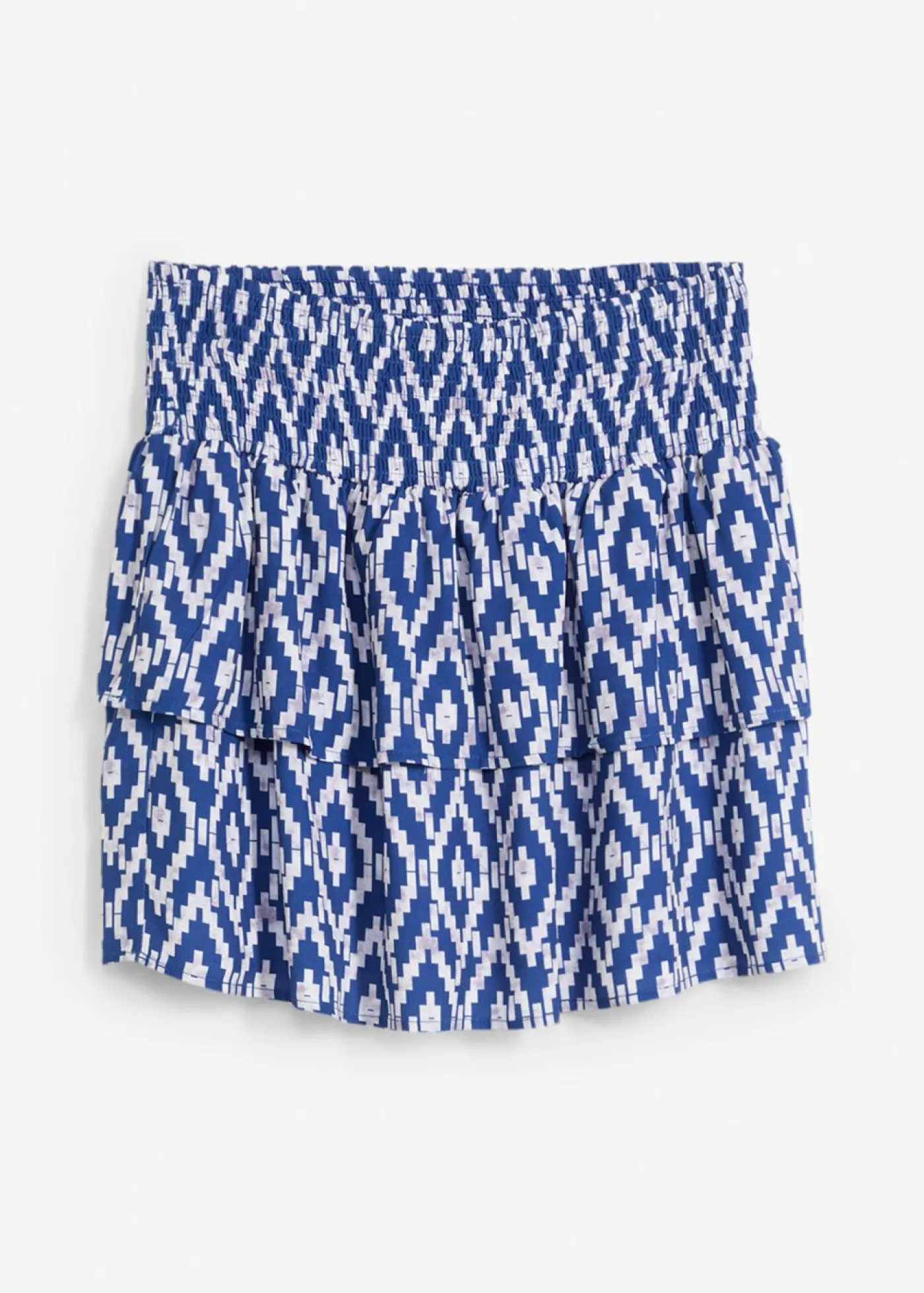 bonprix bonprix Minifalda de viscosa fluida Azul glaciar-blanco con estampado gráfico