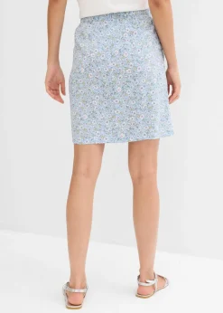 bonprix bonprix Minifalda de viscosa fluida azul hielo con flores