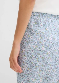 bonprix bonprix Minifalda de viscosa fluida azul hielo con flores