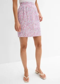 bonprix bonprix Minifalda de viscosa fluida Rosa con flores Clearance