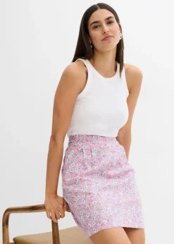 bonprix bonprix Minifalda de viscosa fluida Rosa con flores Clearance
