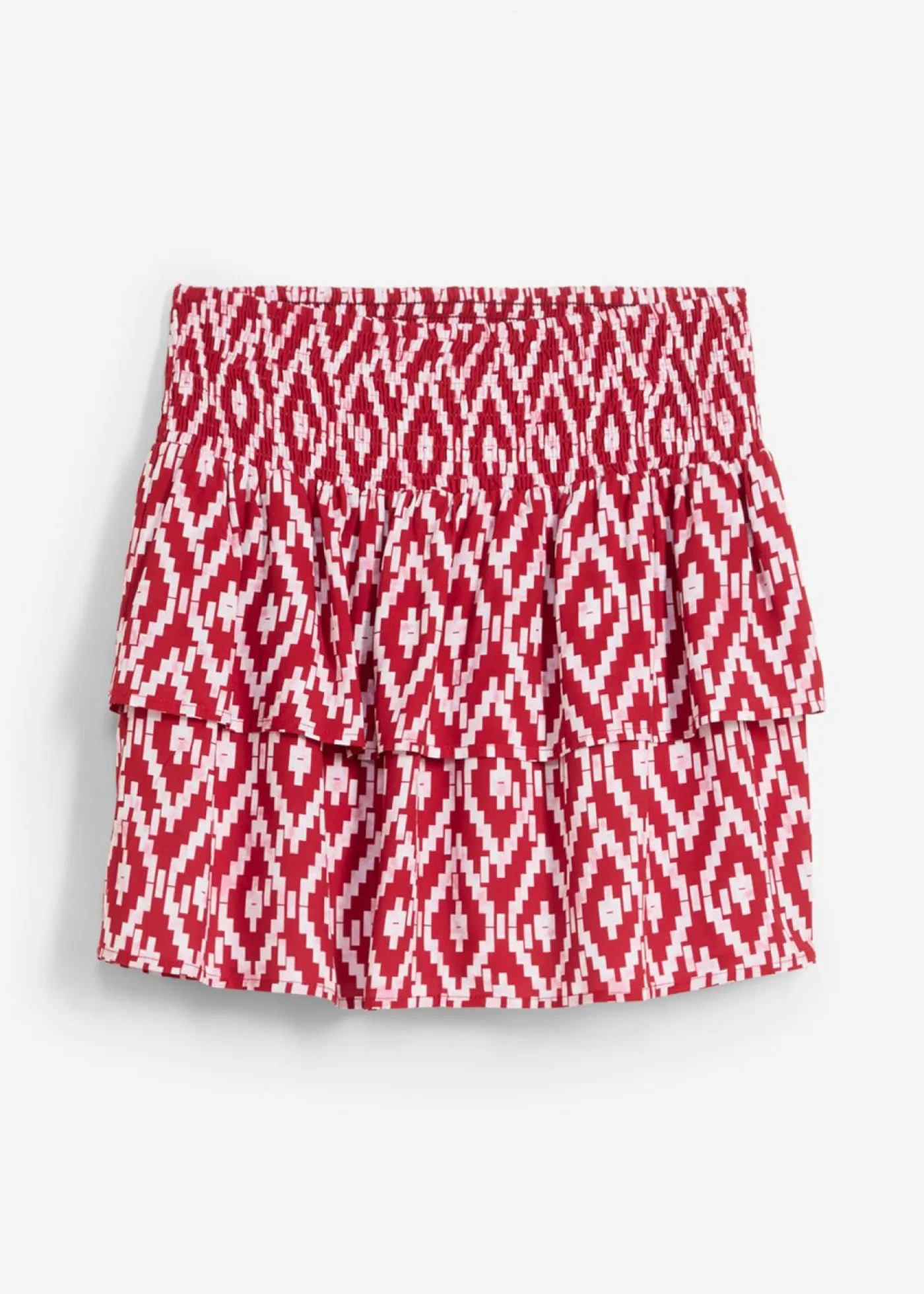 bonprix bonprix Minifalda de viscosa fluida Rojo-blanco con estampado gráfico Discount