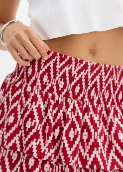 bonprix bonprix Minifalda de viscosa fluida Rojo-blanco con estampado gráfico Discount