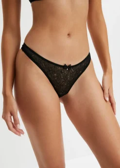 bonprix bonprix Minitanga de encaje elegante (3 unidades) Negro New