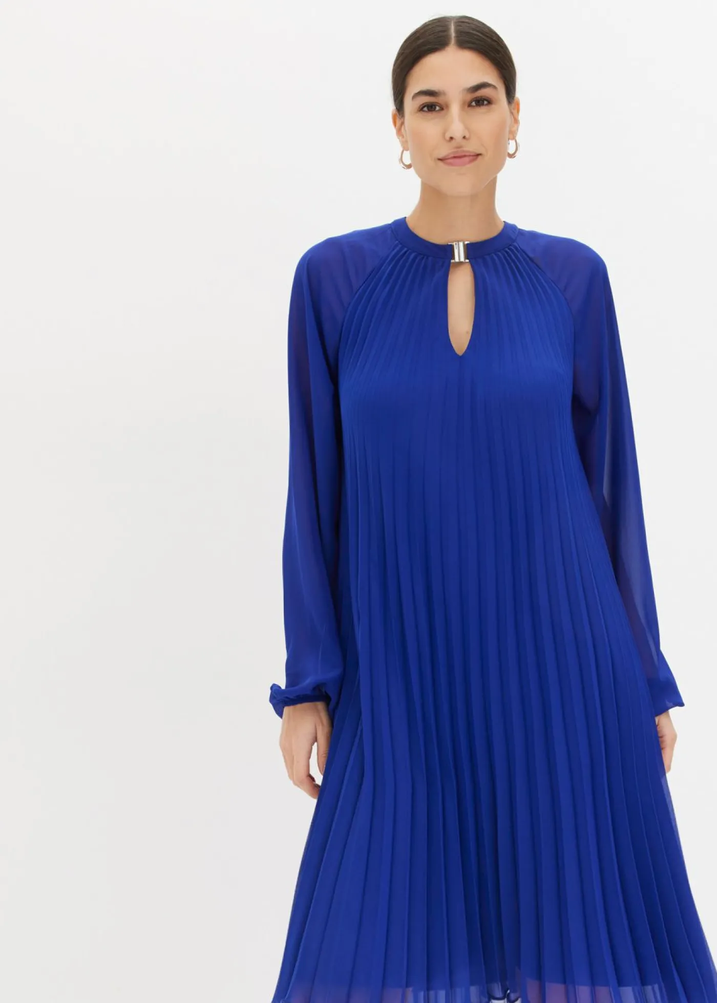 bonprix bonprix Minivestido de gasa fina con plisado Azul Best