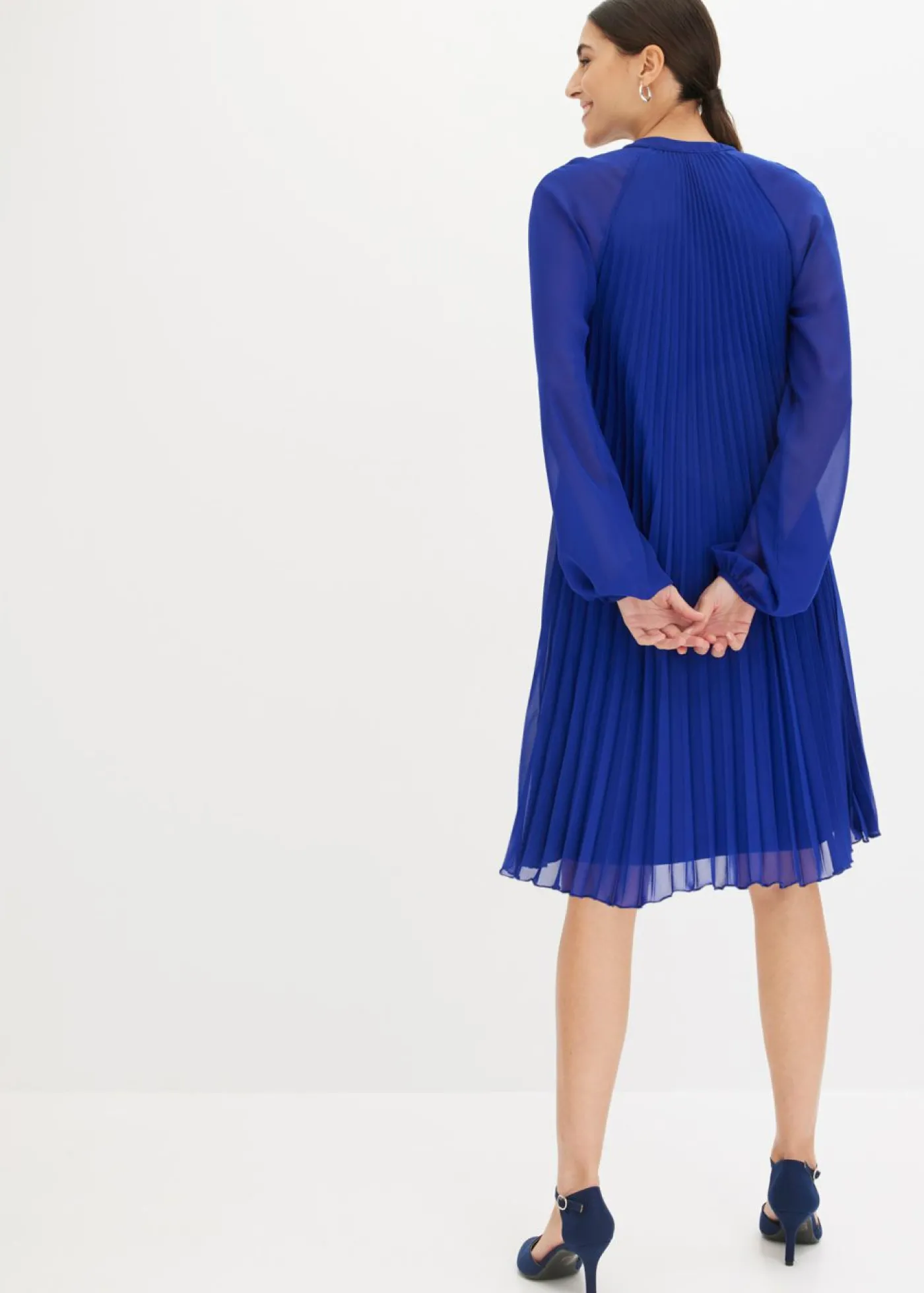 bonprix bonprix Minivestido de gasa fina con plisado Azul Best