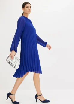 bonprix bonprix Minivestido de gasa fina con plisado Azul Best