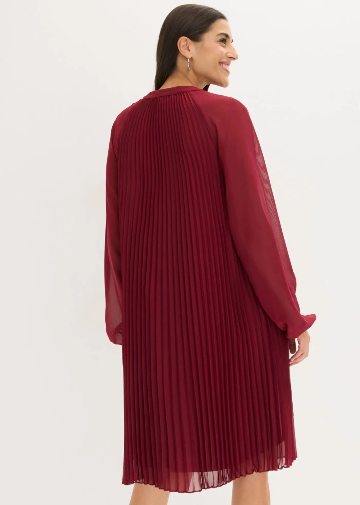 bonprix bonprix Minivestido de gasa fina con plisado Rojo rubí Clearance