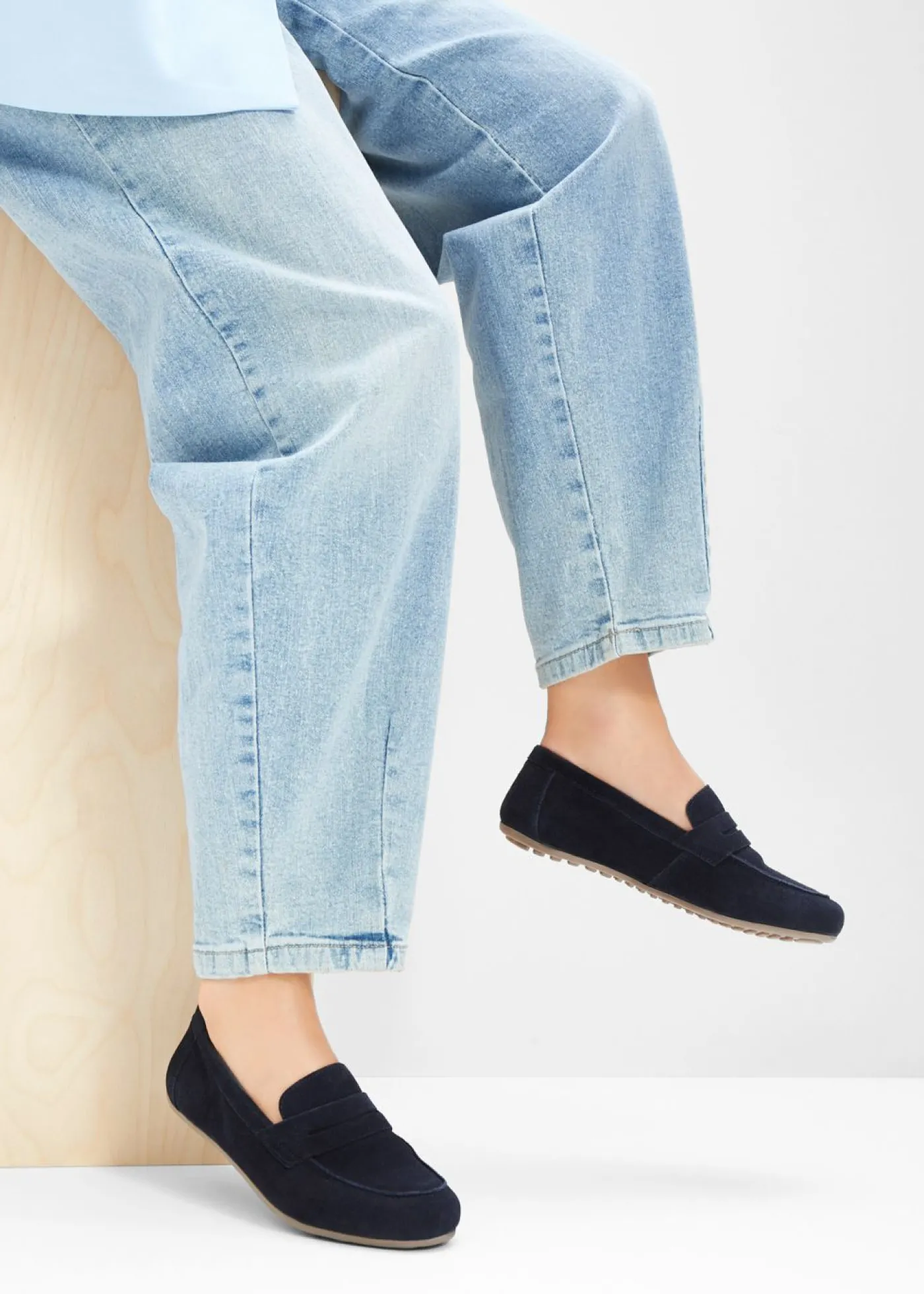 bonprix bonprix Mocasines de ante Azul marino Outlet