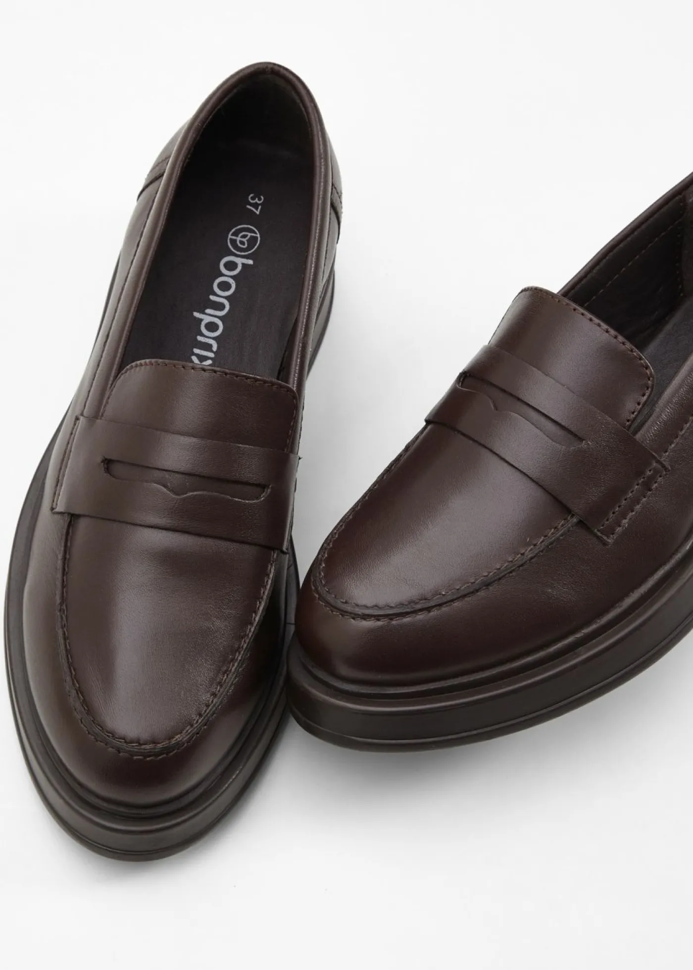 bonprix bonprix Mocasín de piel Marrón oscuro Clearance