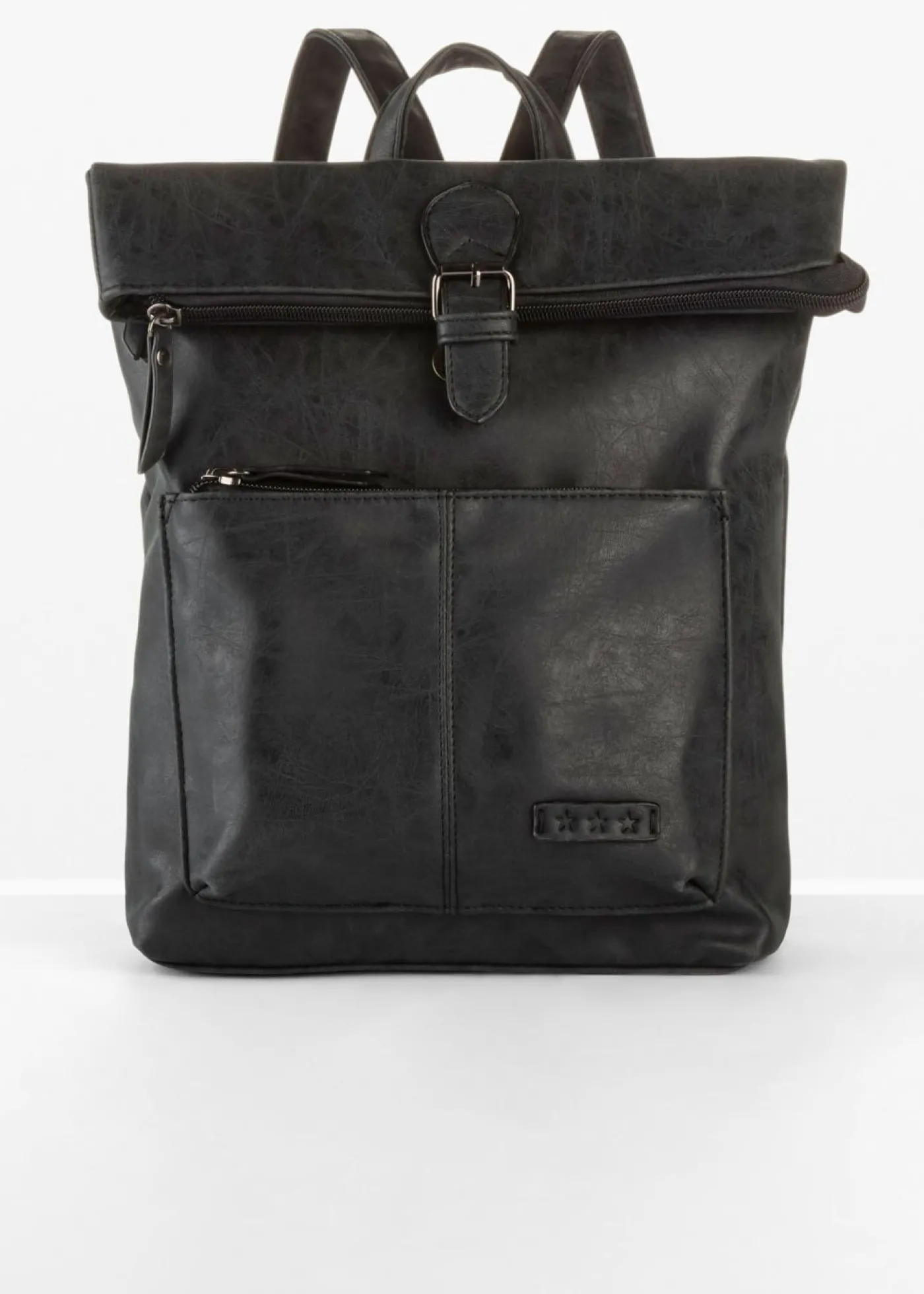 bonprix bpc bonprix collection Mochila con bolsillo exterior y detalle de hebilla Negro Sale