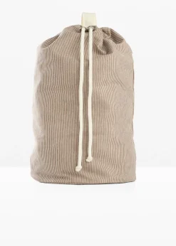bonprix bonprix Mochila de lona con rayas marrón castaño-blanco perla Discount