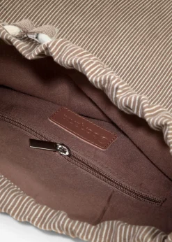 bonprix bonprix Mochila de lona con rayas marrón castaño-blanco perla Discount