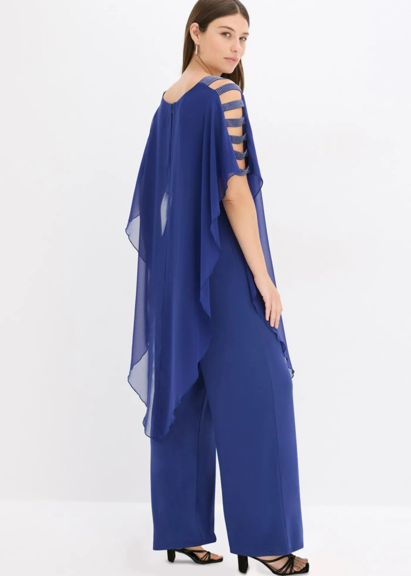 bonprix bonprix Mono con capa de gasa fina Azul oxford Clearance