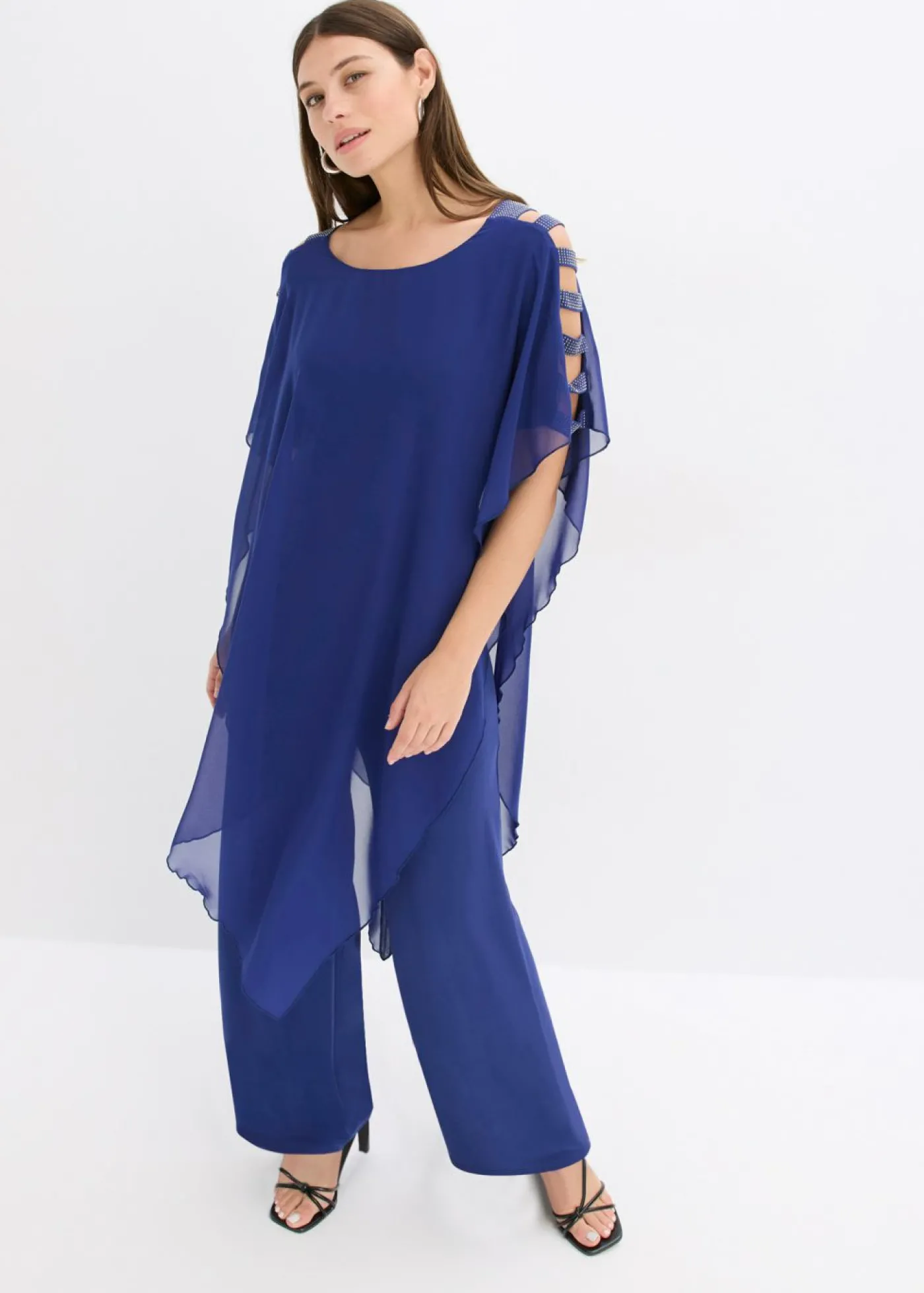 bonprix bonprix Mono con capa de gasa fina Azul oxford Clearance