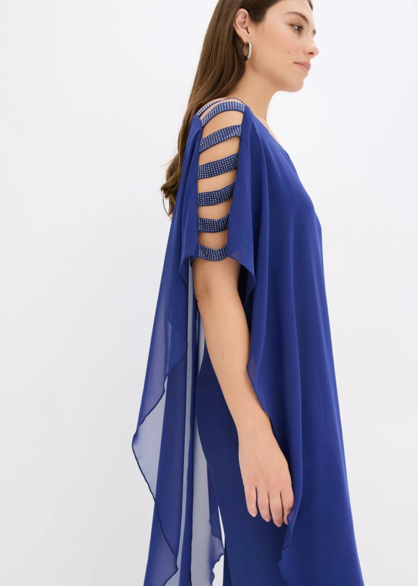 bonprix bonprix Mono con capa de gasa fina Azul oxford Clearance