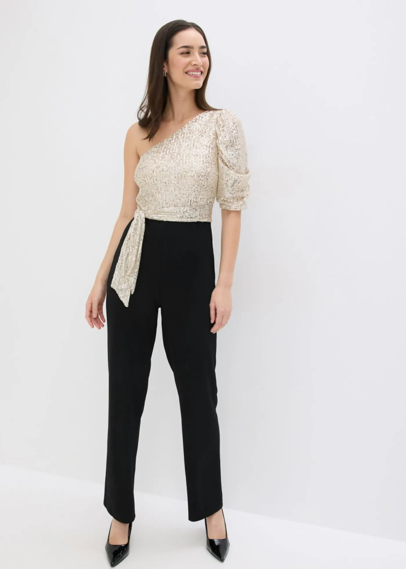 bonprix bonprix Mono con lentejuelas Negro-plata Discount