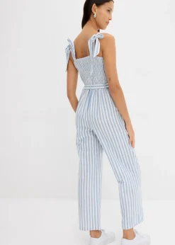 bonprix bonprix Mono de algodón orgánico puro azul-blanco rayas verticales