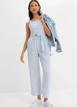 bonprix bonprix Mono de algodón orgánico puro azul-blanco rayas verticales