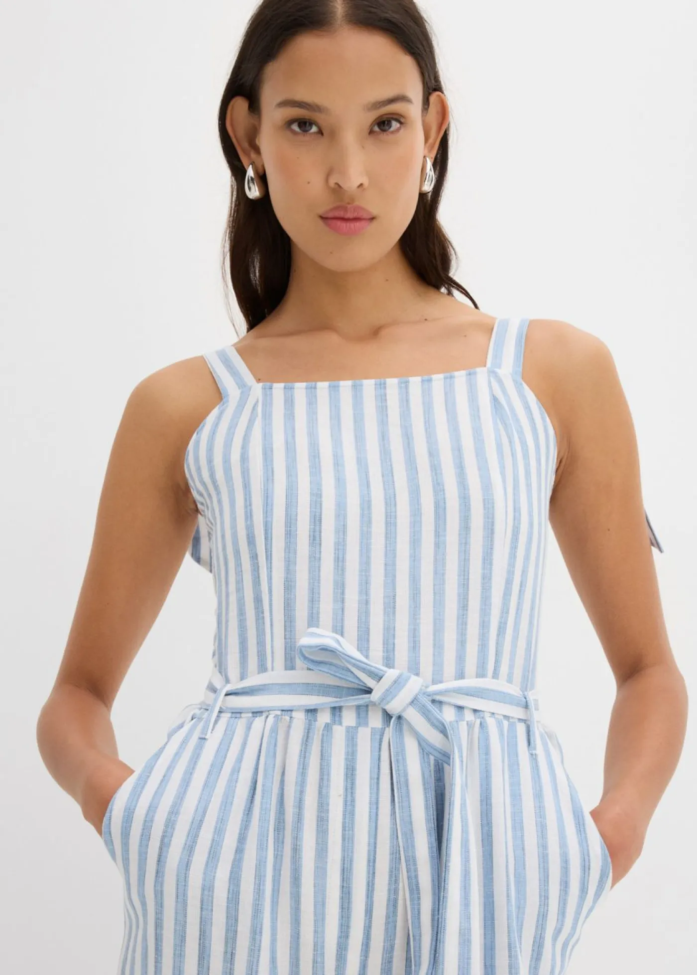 bonprix bonprix Mono de algodón orgánico puro azul-blanco rayas verticales