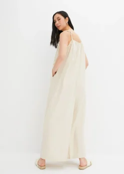 bonprix bonprix Mono de mezcla ligera de lino y viscosa Beige-arena Hot