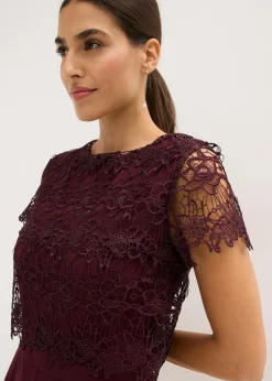 bonprix bonprix Mono de neopreno suave con encaje rojo burdeos Sale