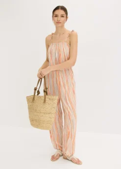 bonprix bonprix Mono de punto blanco-naranja-azul pálido con rayas Online