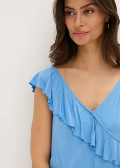 bonprix bonprix Mono de punto con volante azul provenzal Discount
