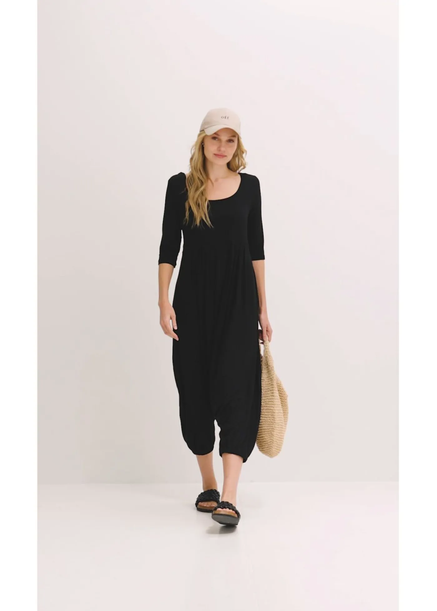 bonprix bonprix Mono de punto de mezcla de viscosa fluida Negro Discount