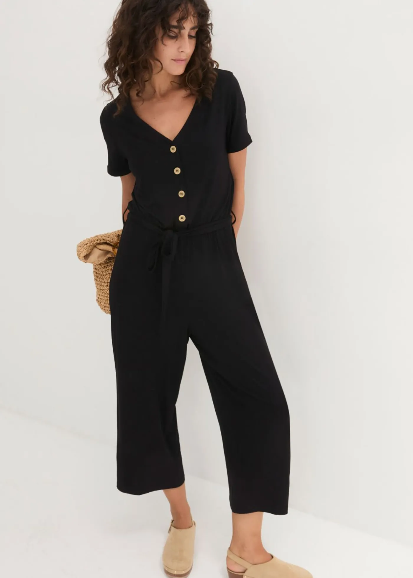 bonprix bonprix Mono de punto de mezcla de viscosa Negro New