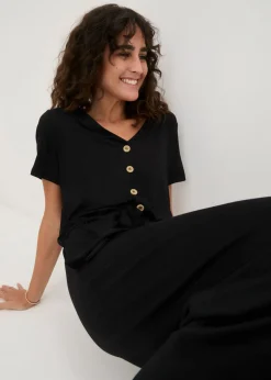 bonprix bonprix Mono de punto de mezcla de viscosa Negro New