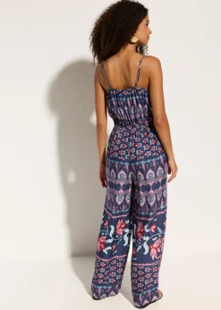 bonprix bonprix Mono largo de playa de viscosa fluida azul-rosa pálido Discount