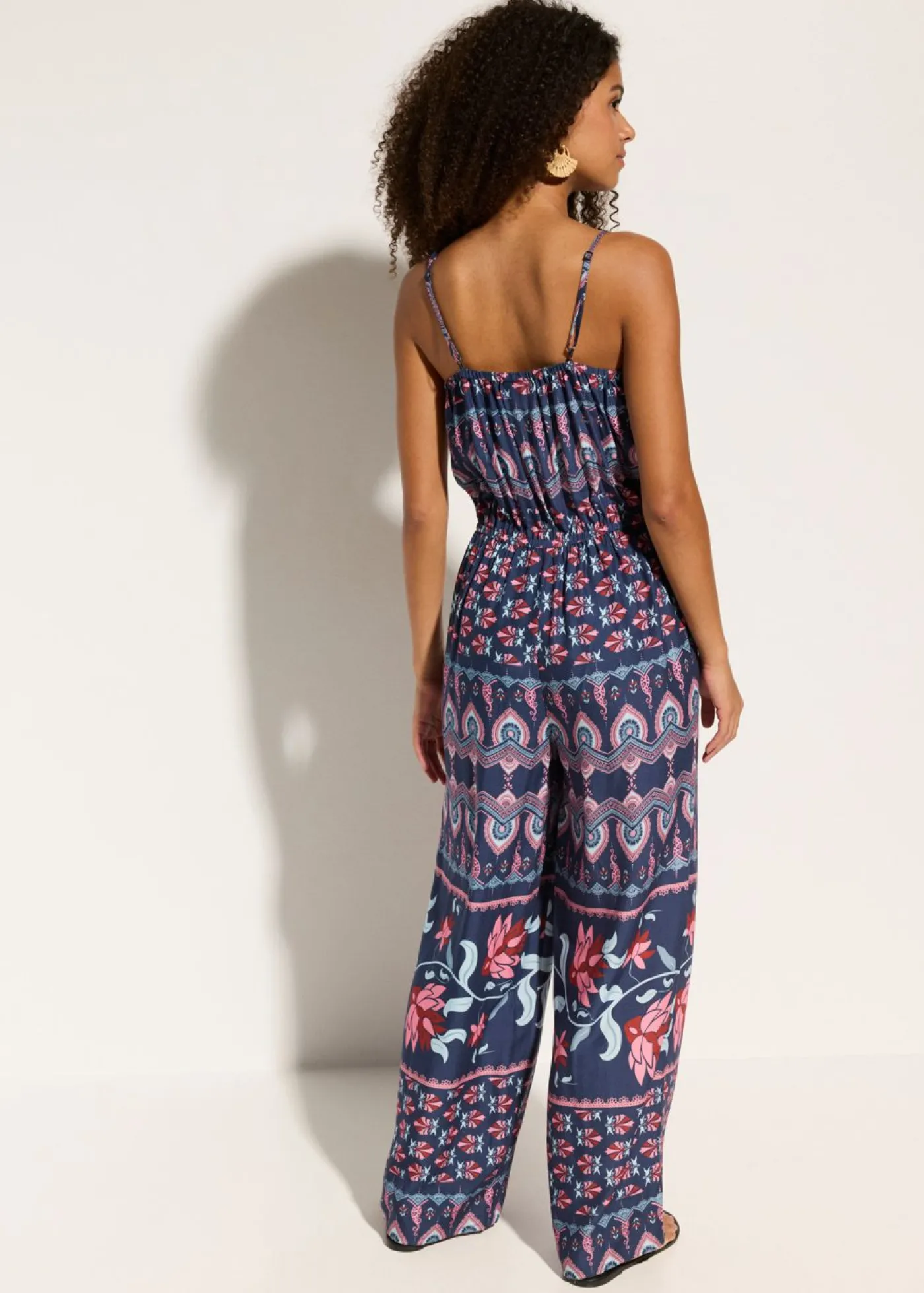 bonprix bonprix Mono largo de playa de viscosa fluida azul-rosa pálido Discount