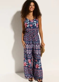 bonprix bonprix Mono largo de playa de viscosa fluida azul-rosa pálido Discount