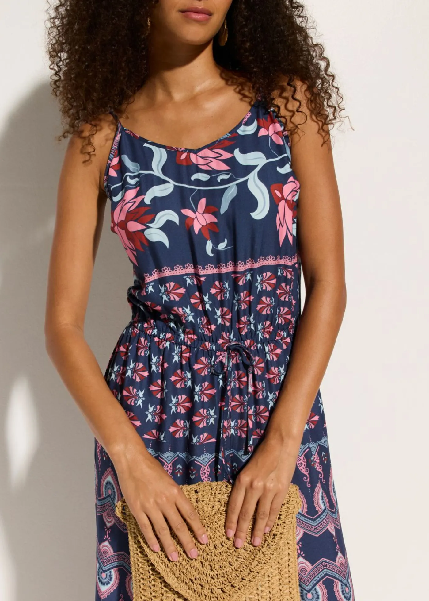 bonprix bonprix Mono largo de playa de viscosa fluida azul-rosa pálido Discount