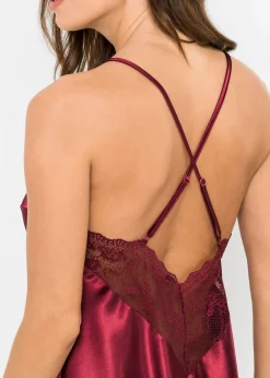 bonprix VENUS Negliglé de satén Rojo oscuro Hot