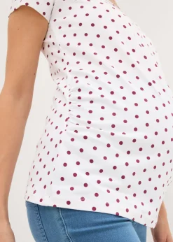 bonprix bonprix Pack de 2 camisetas premamá de algodón orgánico Baya + blanco de lunares Online