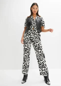 bonprix bonprix Pantalón Negro-blanco lana Clearance