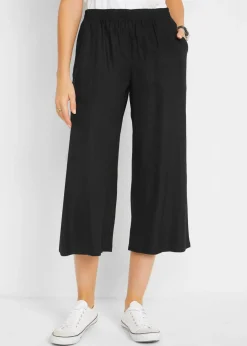 bonprix bonprix Pantalón 3/4 con cintura cómoda, de viscosa Negro Hot