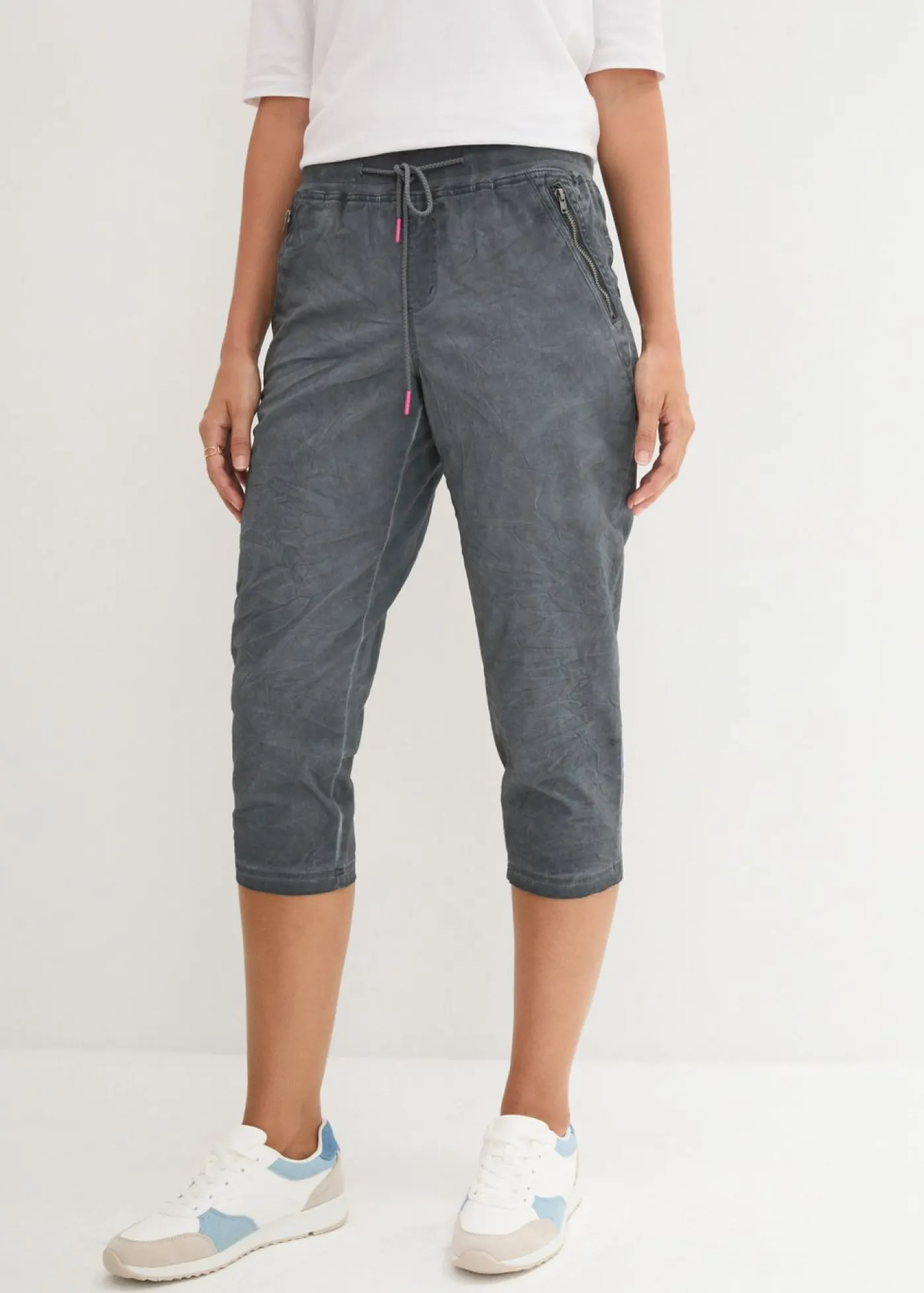 bonprix bonprix Pantalón 3/4 con cordón en contraste Gris humo Hot