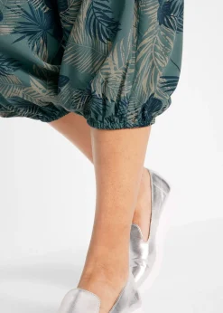 bonprix bonprix Pantalón 3/4 de mezcla de viscosa fluida Verde eucalipto de flores Hot