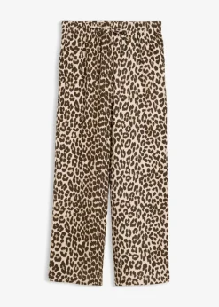 bonprix bonprix Pantalón 2 en 1 de muselina pura de algodón para durante y después del embarazo estampado leo piedra-marrón medio-marrón oscuro-marrón castaño-negro Hot