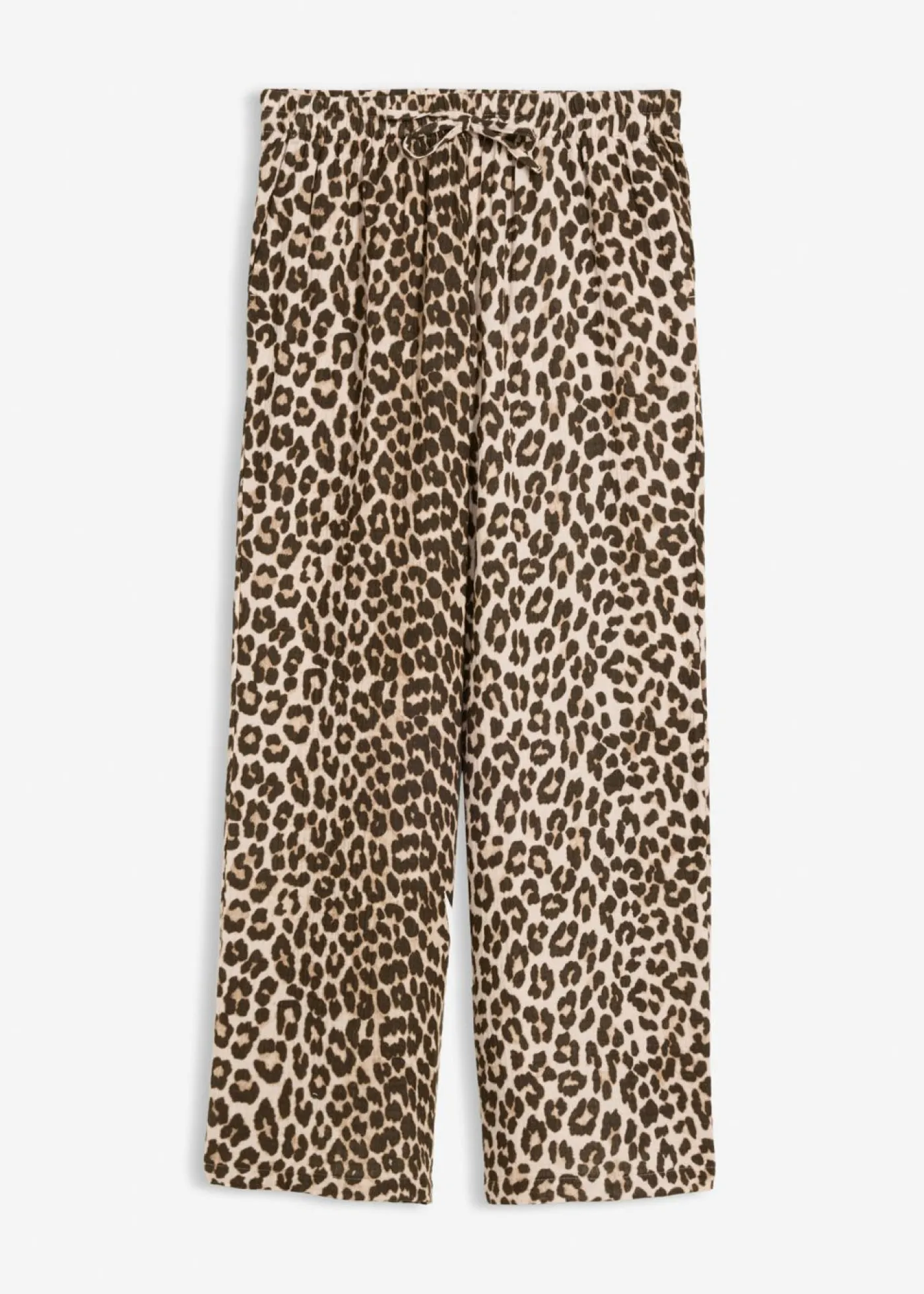 bonprix bonprix Pantalón 2 en 1 de muselina pura de algodón para durante y después del embarazo estampado leo piedra-marrón medio-marrón oscuro-marrón castaño-negro Hot