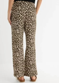 bonprix bonprix Pantalón 2 en 1 de muselina pura de algodón para durante y después del embarazo estampado leo piedra-marrón medio-marrón oscuro-marrón castaño-negro Hot