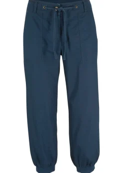 bonprix bonprix Pantalón 3/4 en mezcla de algodón y lino Azul marino Hot